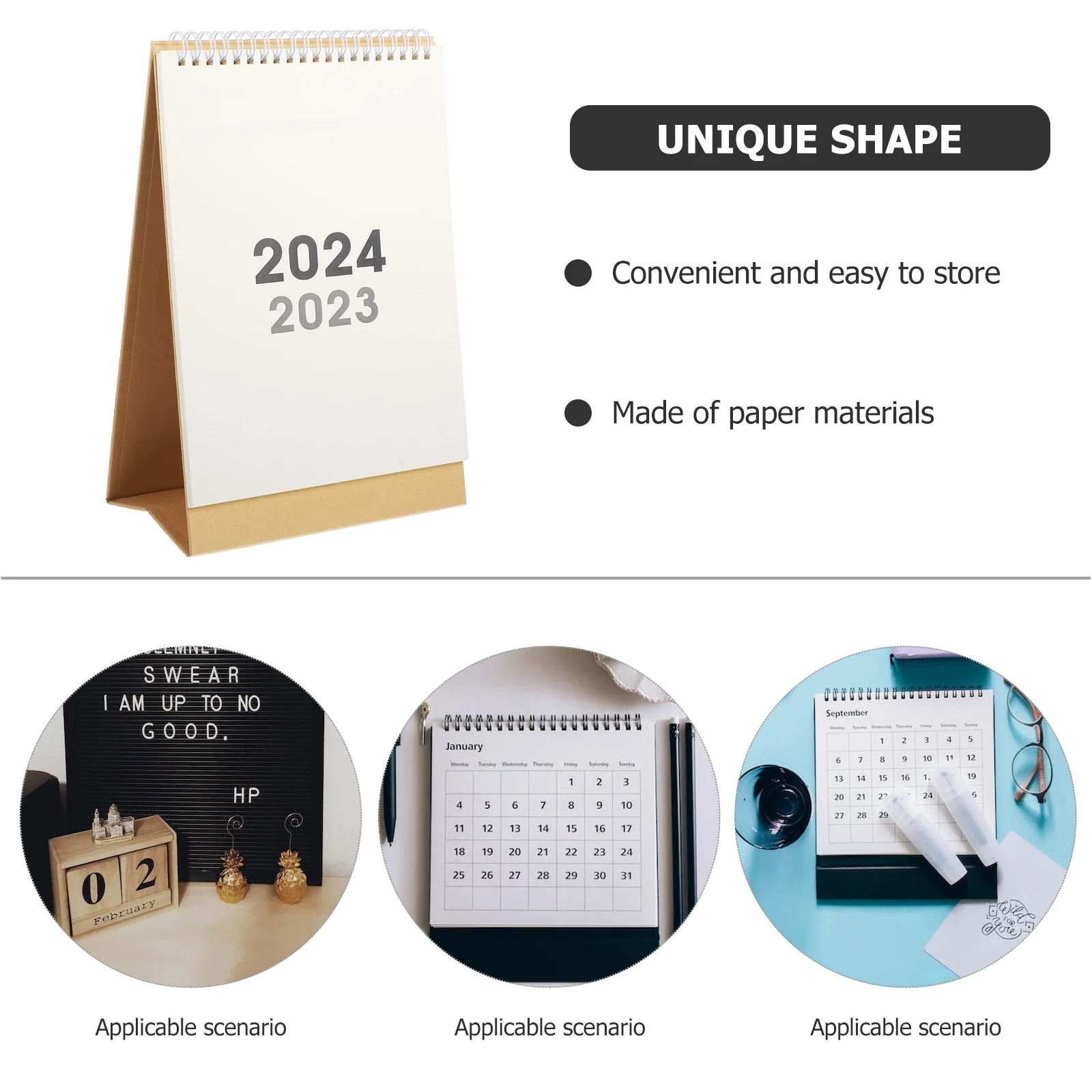 

Minimalist Office Calendar Small Desktop Calendar for Home Office Paper Material Compact Design Coiled Pages Practical
