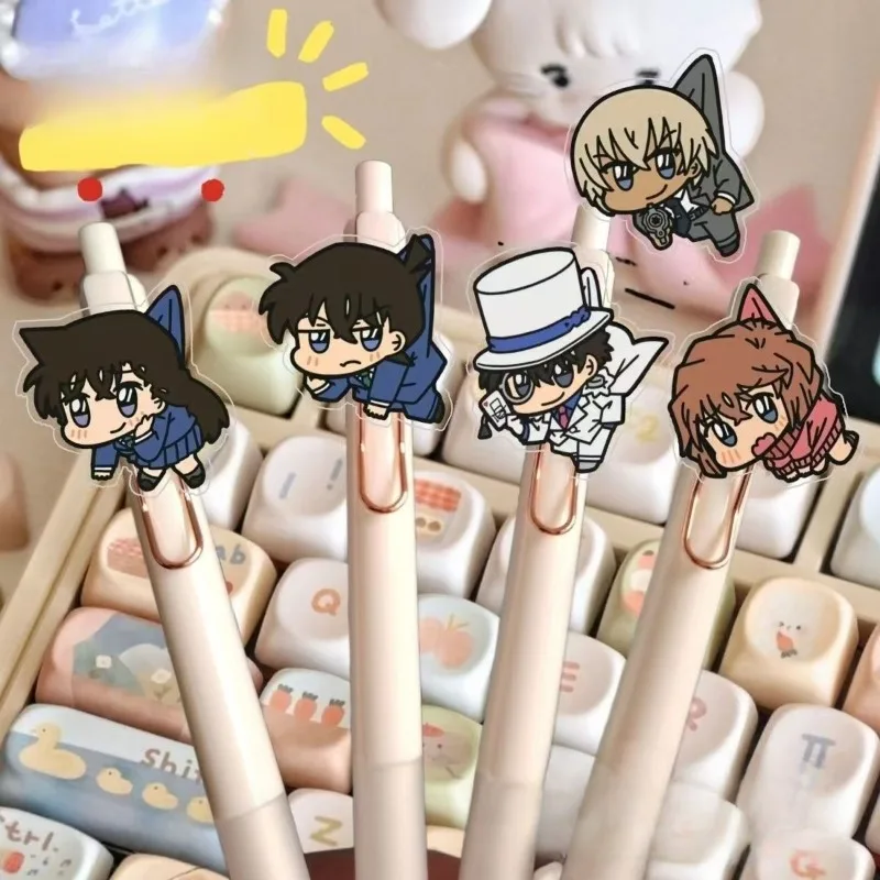 

5PCS Anime Detective and Conans Series Gel Pen Cute Cartoon Character Creativity Printing 0.5mm Quick Drying Pen Stationery