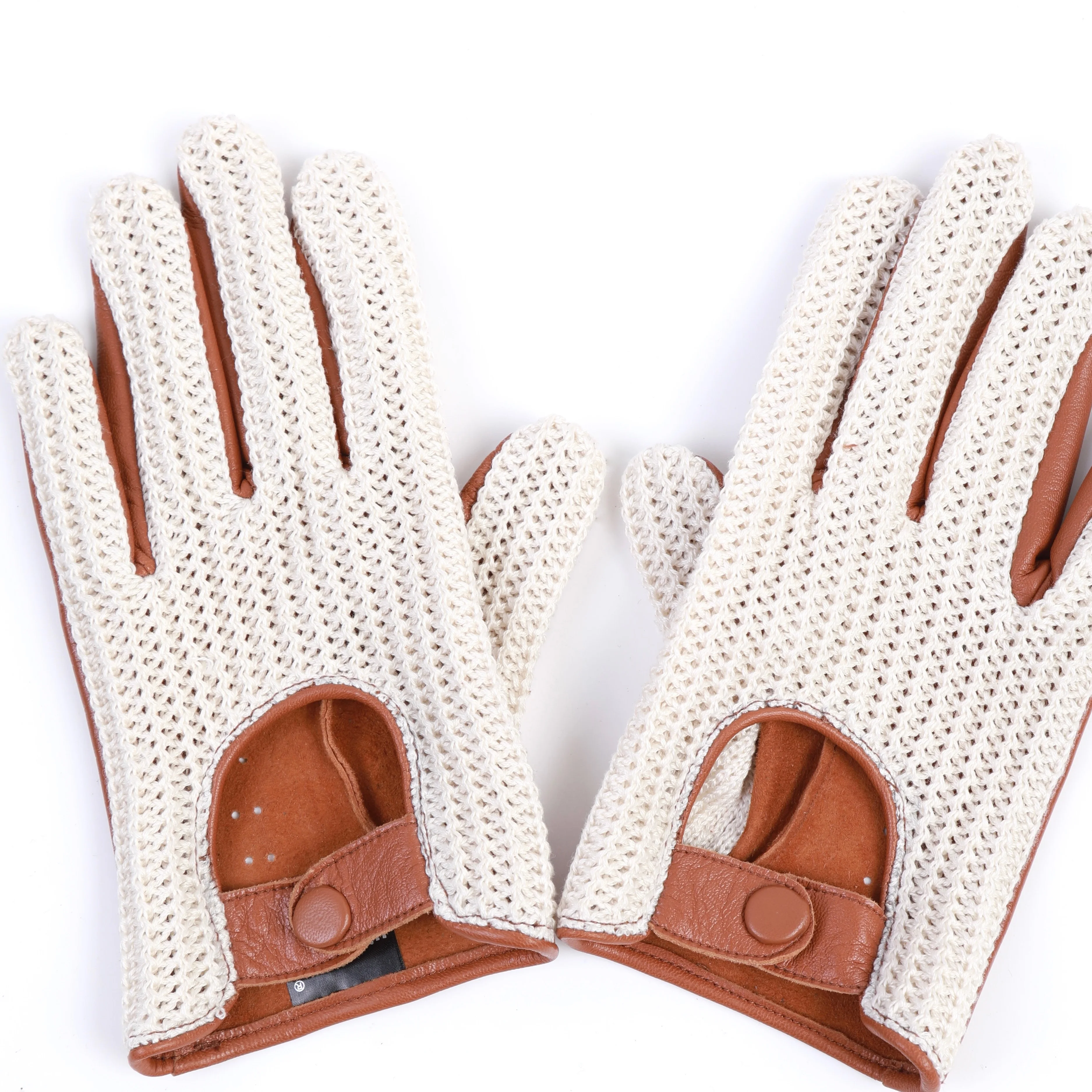 Autumn Winter Men's Wool Knitted Goatskin Touch Screen Gloves Locomotive mitten Car Driving Genuine Leather Motorcycle Gloves