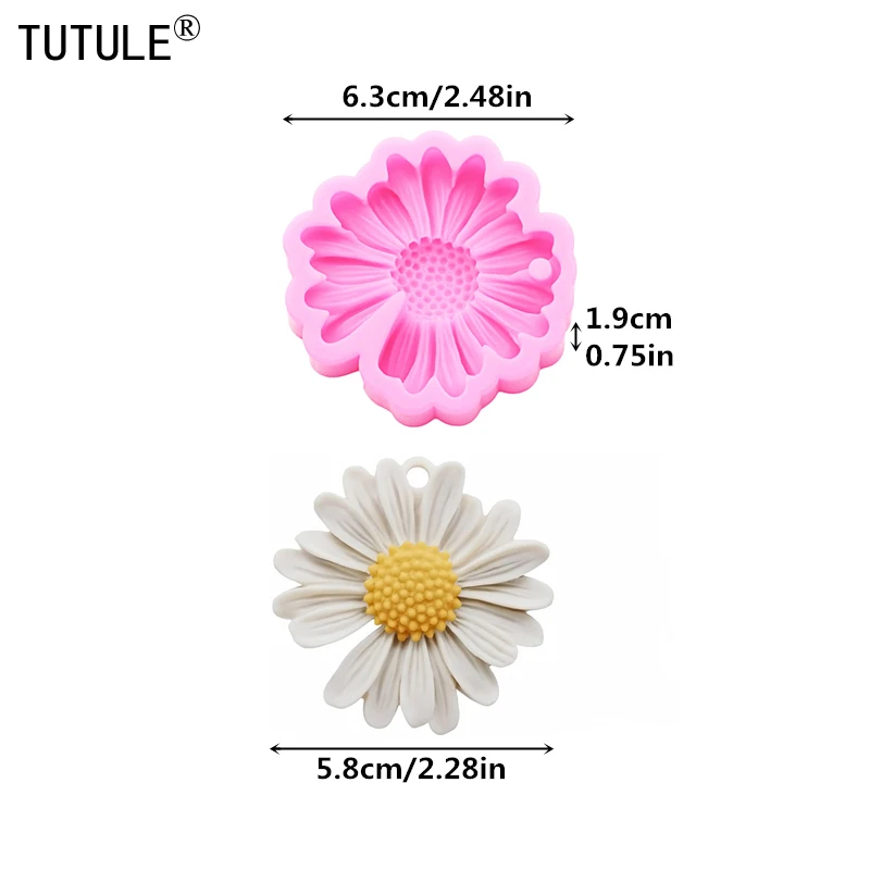 Chrysanthemum Resin Clay aroma keychain a pendant Molds DIY Accessories silicone mould daisy chocolates cake decorating mold