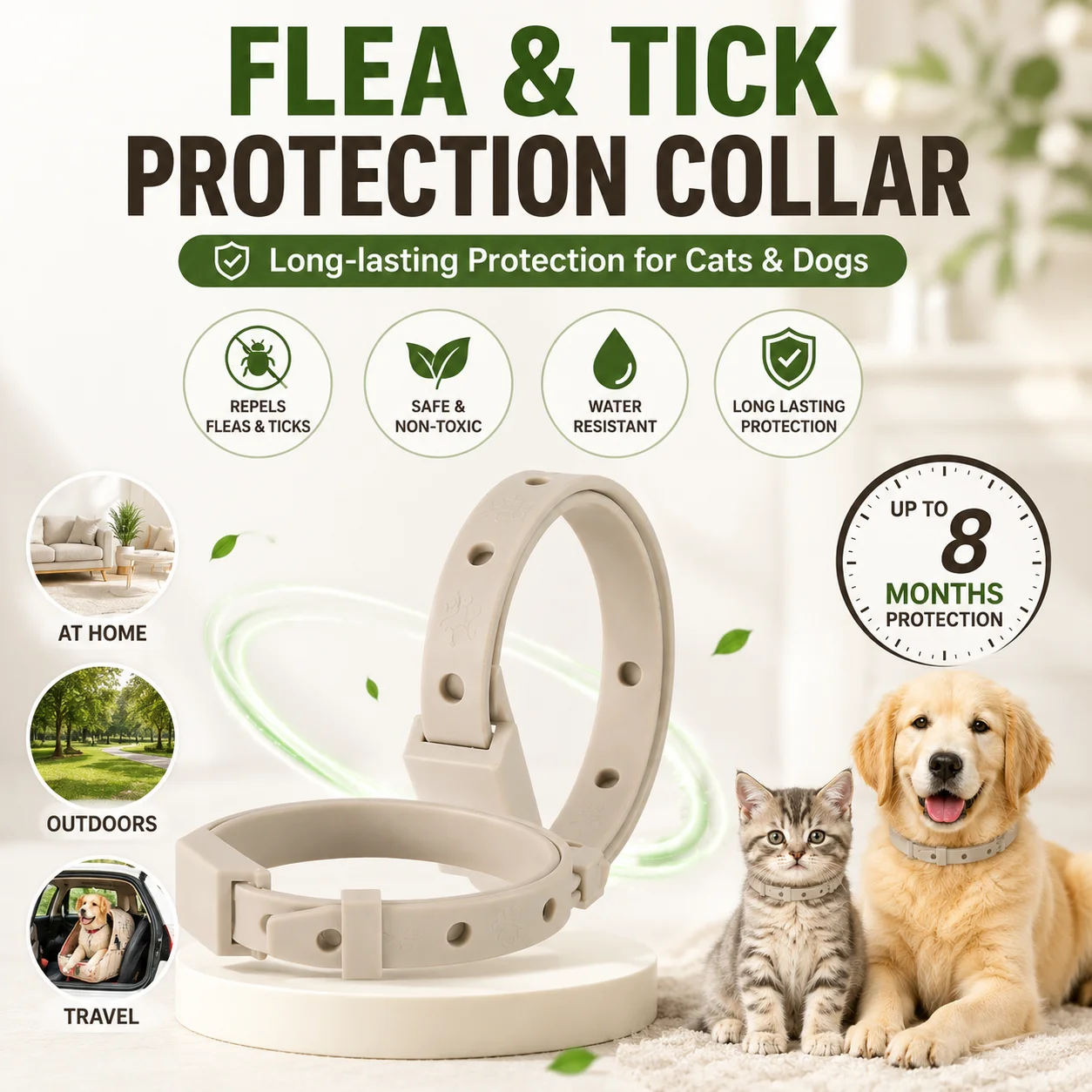 Adjustable Pet Flea Removal Collar Waterproof Pest Repellent Collar For Cats To Keep Away Fleas Ticks Lice And Mosquitoes Safely