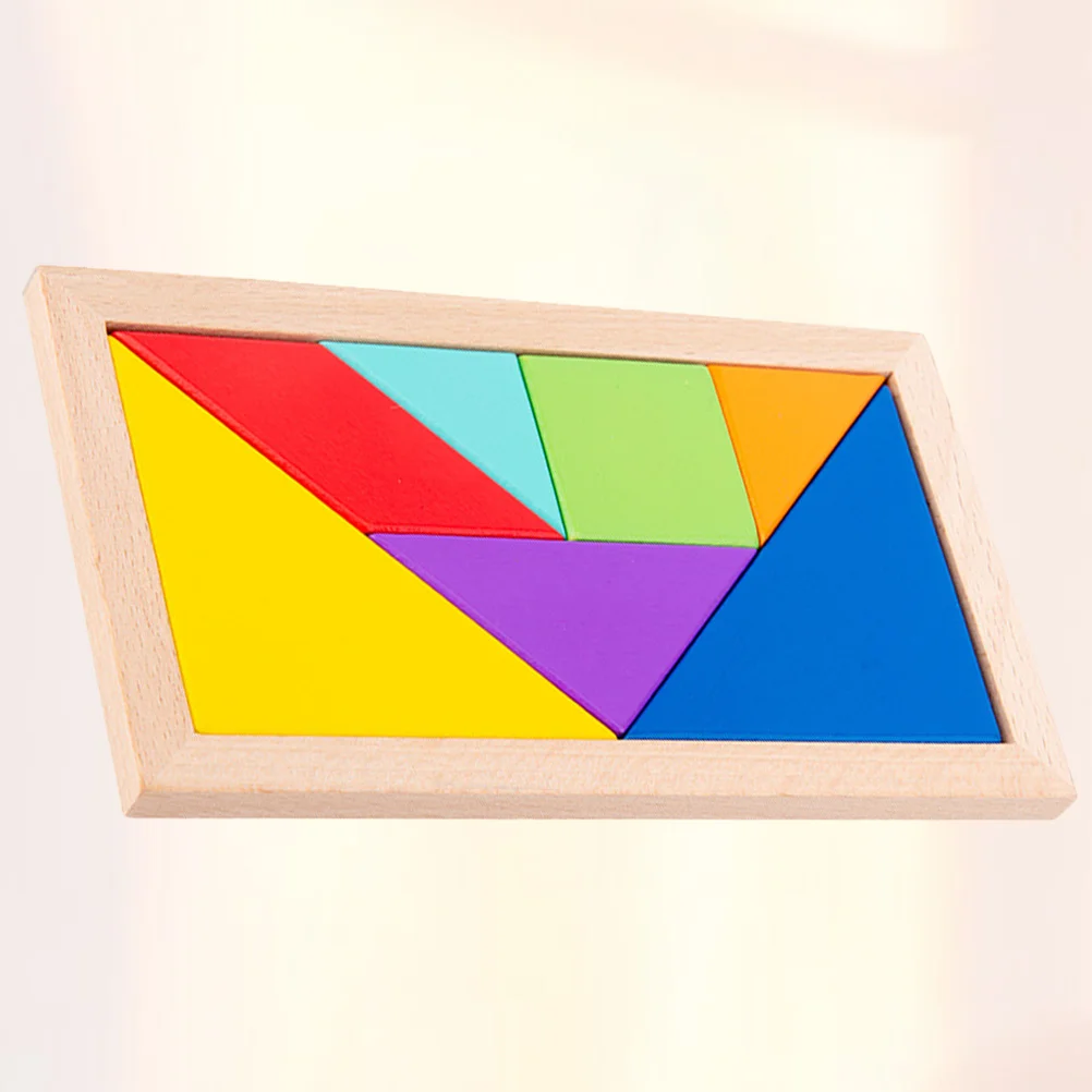 1 conjunto 1 conjunto de tangram de madeira cantos arredondados suaves aprendizagem geométrica educacional para crianças jogo de quebra-cabeça de madeira cérebro teaser crianças madeira