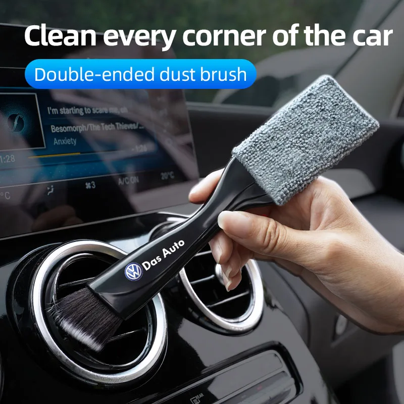 2 In 1 Car Dust Tool Cleaning Brush Accessories Interior For Volkswagen GTI CC R Passat GTD Jetta Polo R-Line Magotan Tiguan T5