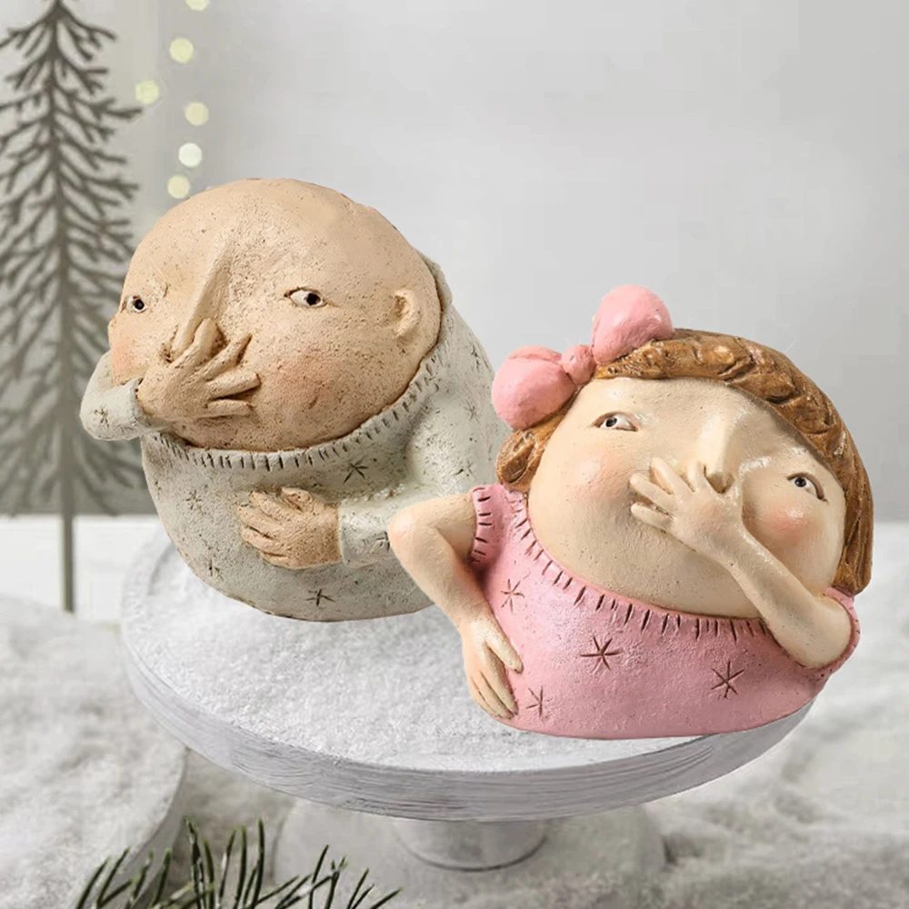 Personality Girl/Boy Nose-Pinching Statue Bathroom Humorous Sculpture Resin Decoration Couples Gift Figurine Home Decor Ornament