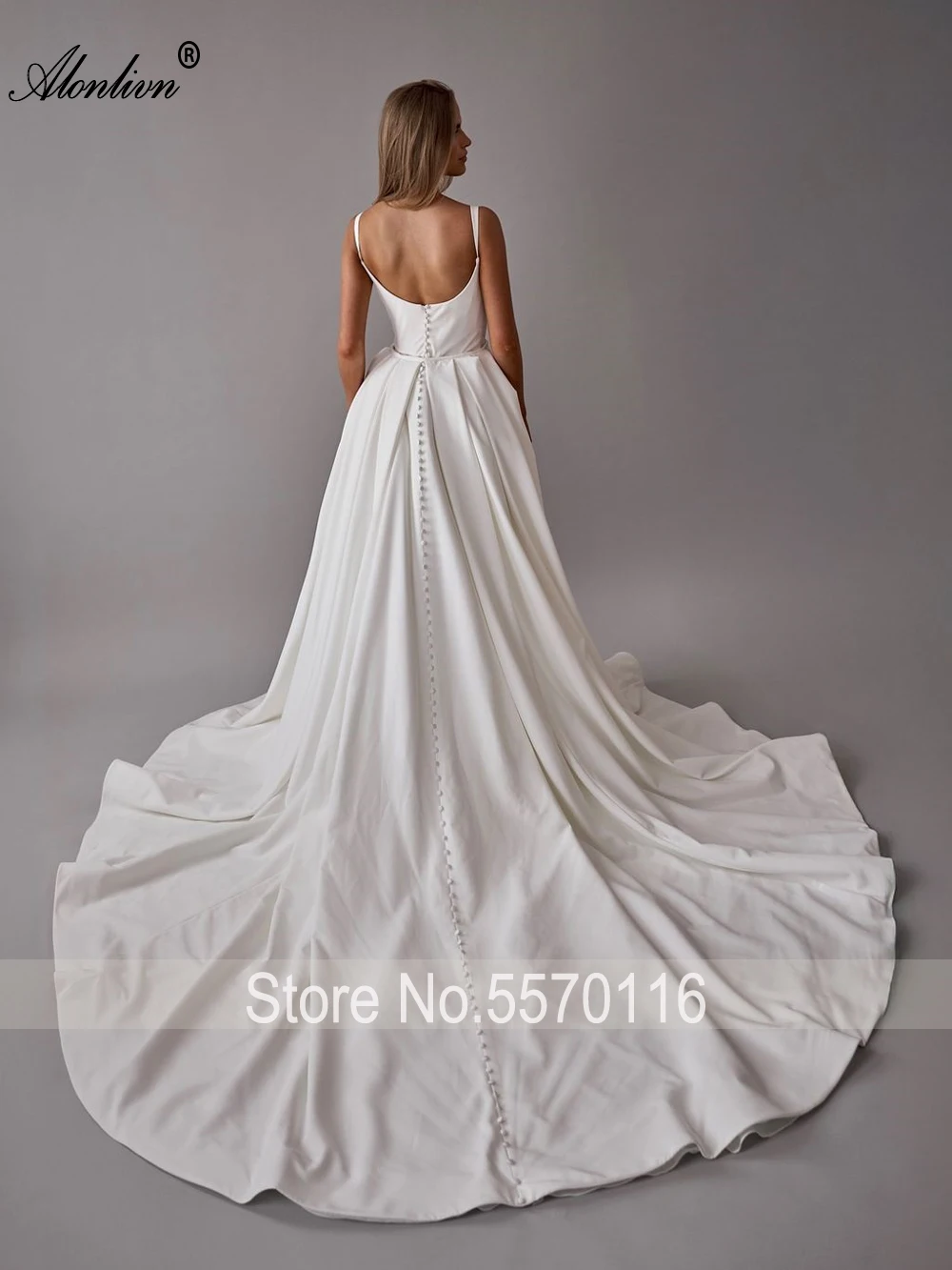 Alonlivn Customize Sweetheart Spaghetti Straps Mermaid Wedding dresses Beading Pearls Pleats 2 In 1 Trumpet Bridal Gowns