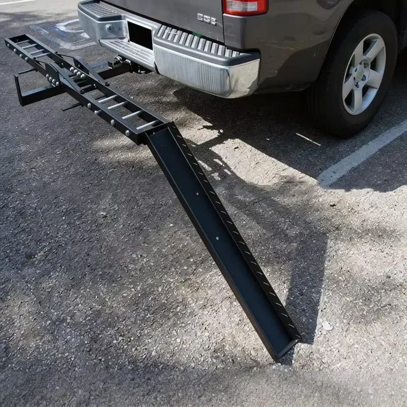 Hitch Motorcycle Carrier with Ramp for 2 Inch Receiver 500 LBS Fold-Down Heavy Duty Steel Bike Carrier Scooter for SUV Truck