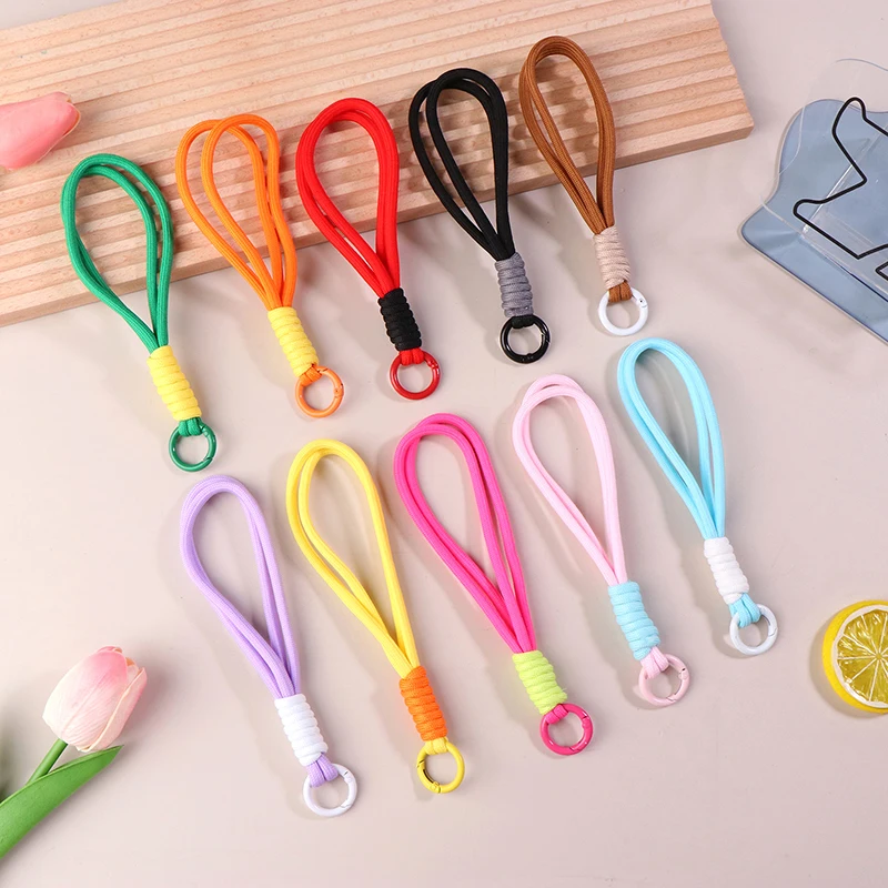 

Creative Braid Rope Lanyard Keychain Colorful Carabiner Phone Case Chain Anti-Lost Wristband Car Key Holder Bag Pendant