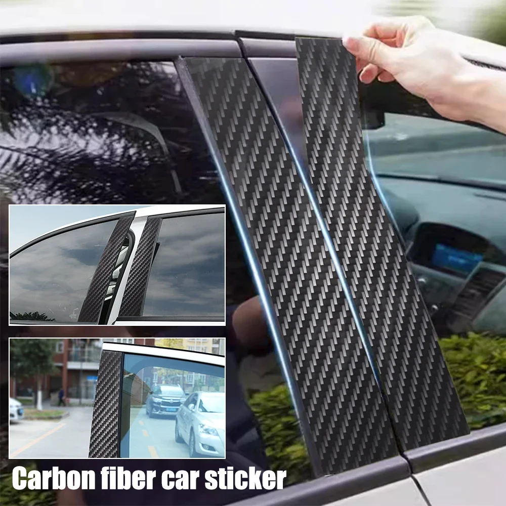 Carbon Fiber Vinyl Tape Car Stickers Decals Pillar Hood Roof Door Protective Film Universal Center Pillar Modification Sticker