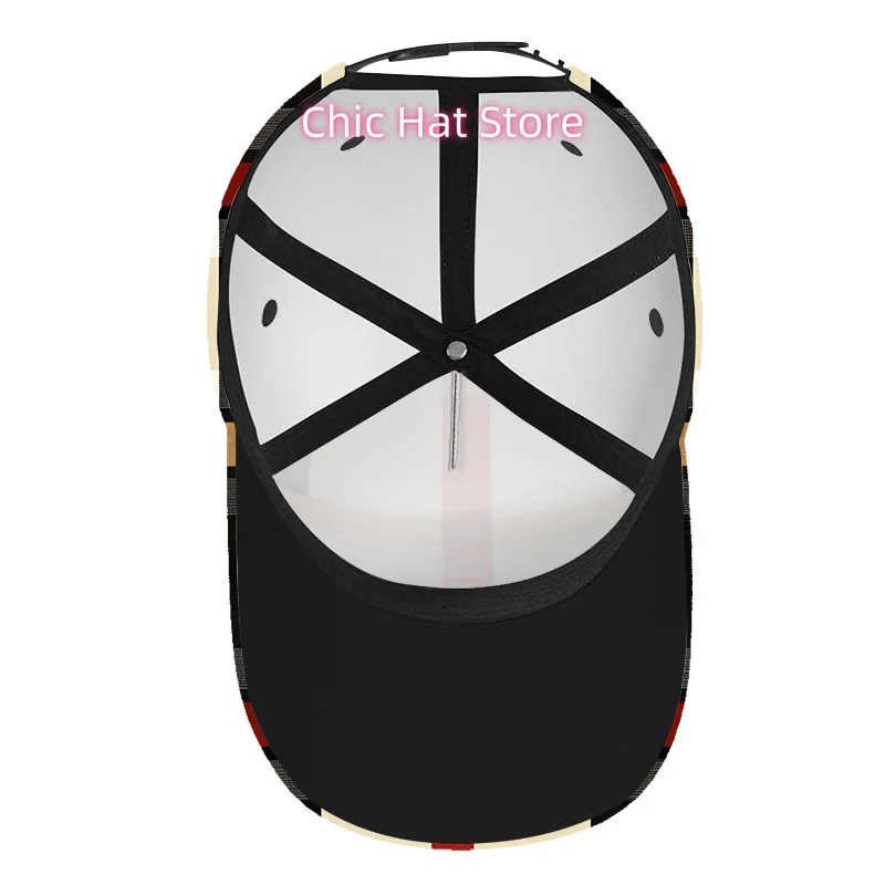 1pc of a Classic Baseball Cap Featuring a Beige And Red Plaid Design - an Adjustable Duckbill Hat That Is Lightweight, Making It view 4