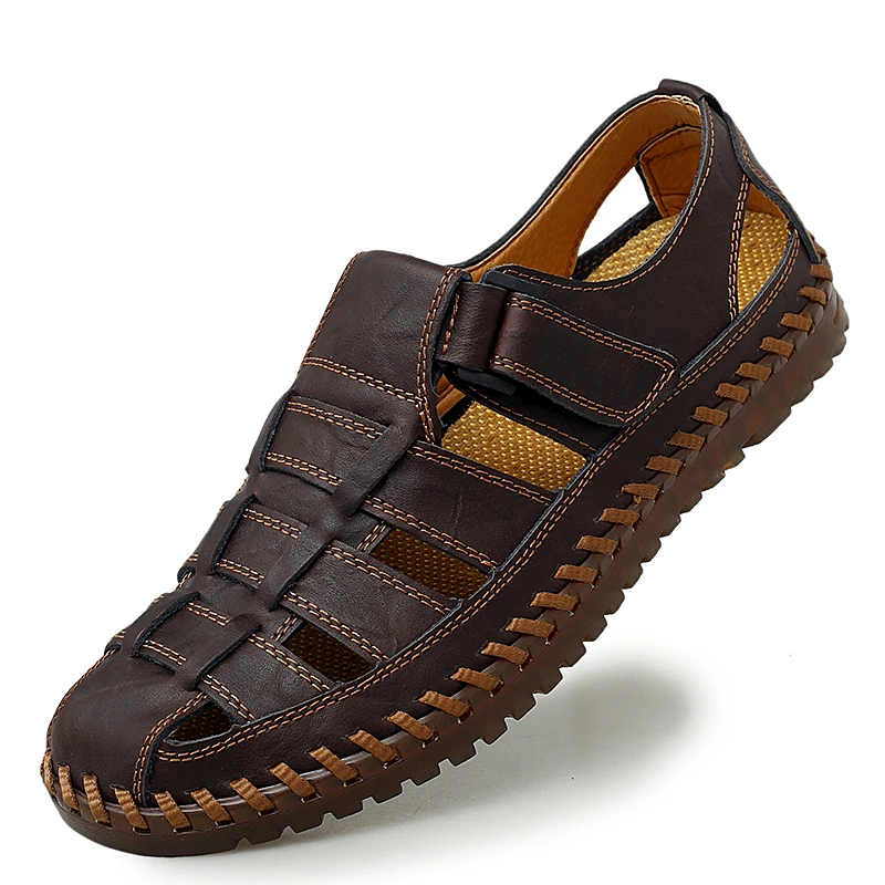 

Large Size Men's Fashion Sandals Summer Breathable Men Shoes Handmade Walking Sandals Outdoor Beach Shoes Man Travel Sandals