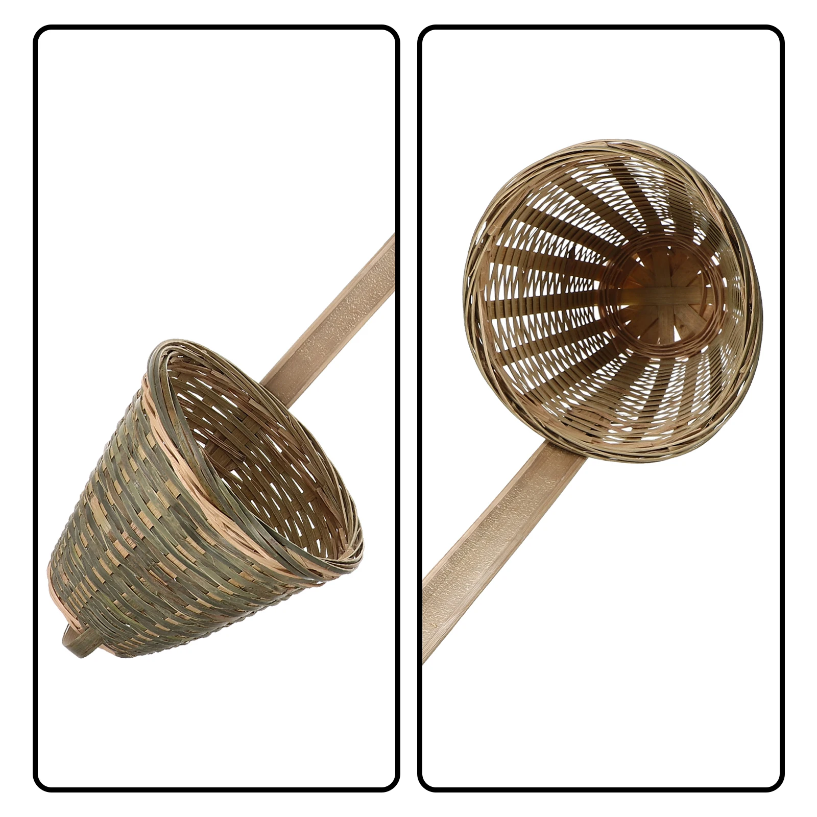 Ergonomic Bamboo Filter Spoon Reusable Food Strainer Multi-Function Woven Colander For Oil Noodle Kitchen Supplies Bamboo Woven