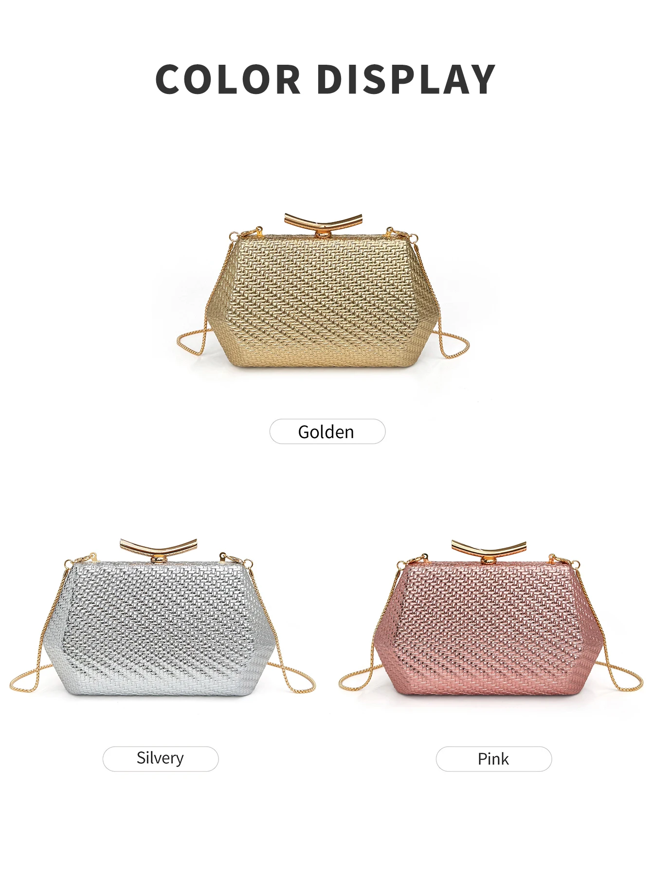 Stilvolle und elegante gewebte Abendclutch, luxuriöse Designer-Schultertasche mit Kette, minimalistische Damenhandtasche, Hochzeits-Abendclutch, Partytasche – Detail 3