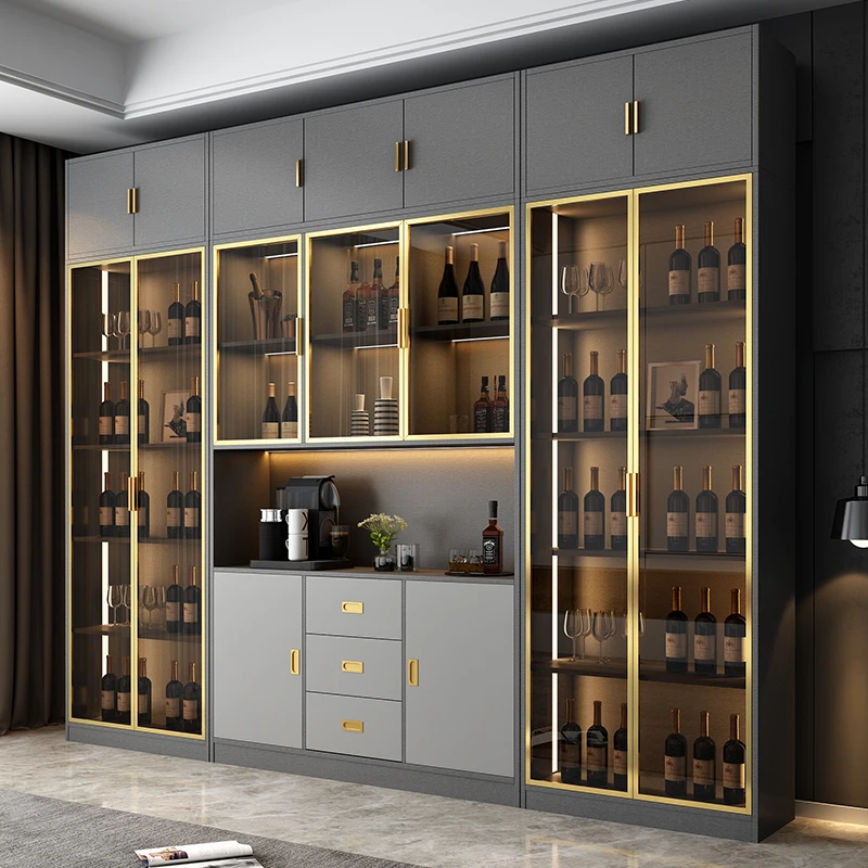 

Kitchen Cabinet Wood Furniture Bar For Drinks Corner Coffee Bar Cabinet For Living Room Luxury Glass Display Cabniet Wine Stand