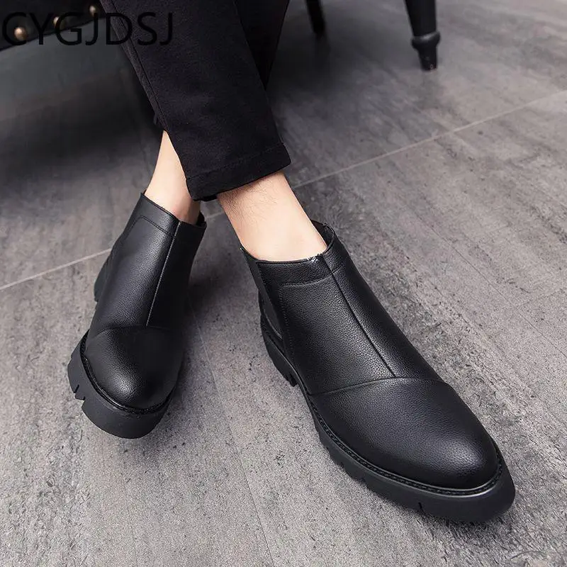 Casuales Chelsea Boots Ankle Boots for Men Leather Shoes for Men Casual Shoes for Men Black Boots Werkschoenen Zapatillas Hombre
