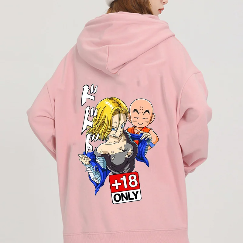 2024 New Men's and Women's Anime Dragon Android 18 Lazuli Cartoon Wukong Cell Printed Hoodie Couple Street Leisure Sports Shirt