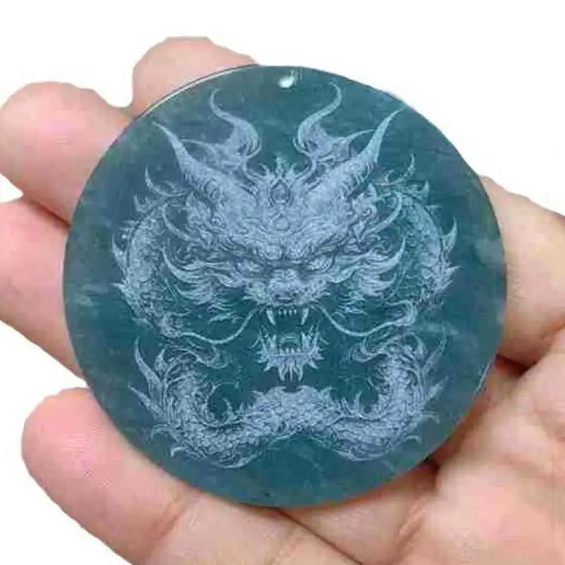 Myanmar Grade A Jadeite Dragon Necklace Men Women Fine Jewelry Burma Blue Water Jade Green Tara Guanyin Buddha Pendant Necklaces