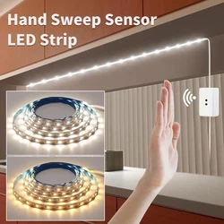 Hand Sweep LED Strip Lights 1M 2M 3M 4M 5M 10M LED Strip with Hand Sweep Motion Sensor Switch for Kitchen Stairs Wardrobe