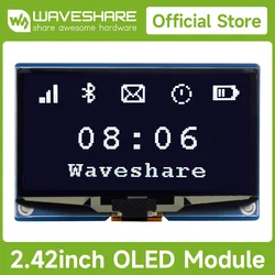 Waveshare 2.42inch OLED Display Module, 128×64 Resolution, SPI / I2C for Raspberry Pi, Arduino, STM32, ESP32, Jetson Nano