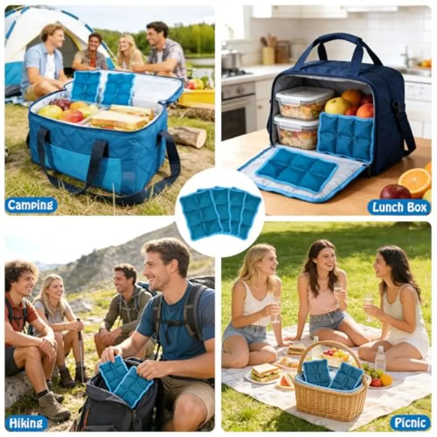 4pcs Reusable Ice Packs for Lunch Boxes and Coolers, 6