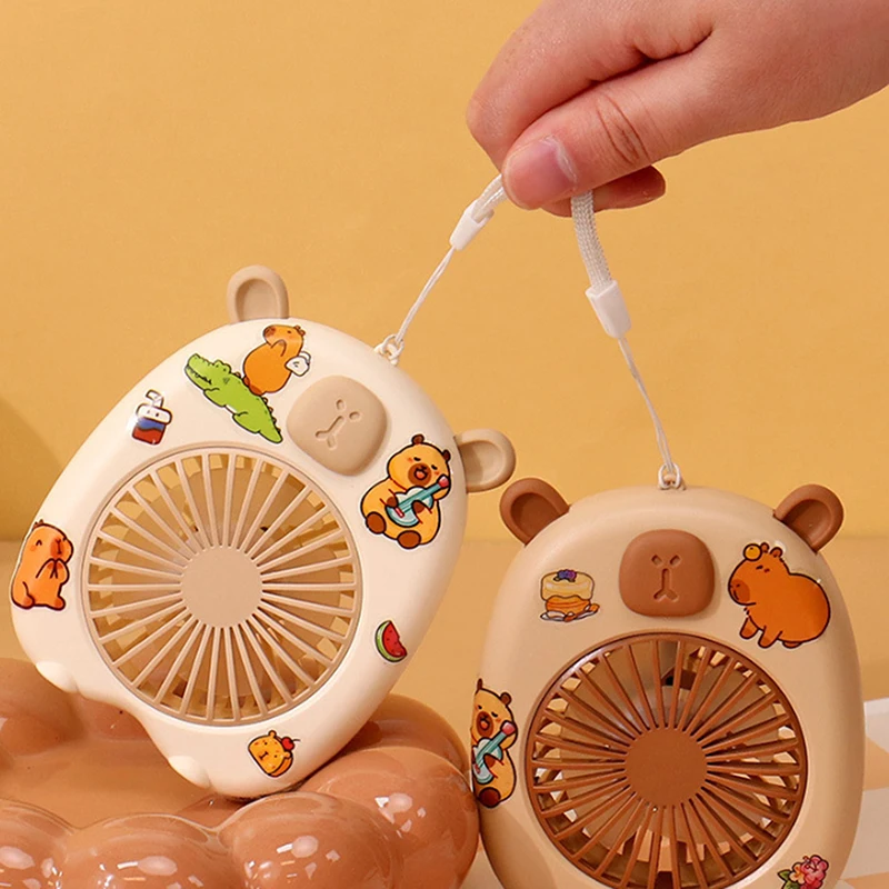 Cute Capybara Mini Portable Fan Handheld Small Fan USB Charging 3-speed Handheld Fan Suitable For Office Outdoor Travel Camping