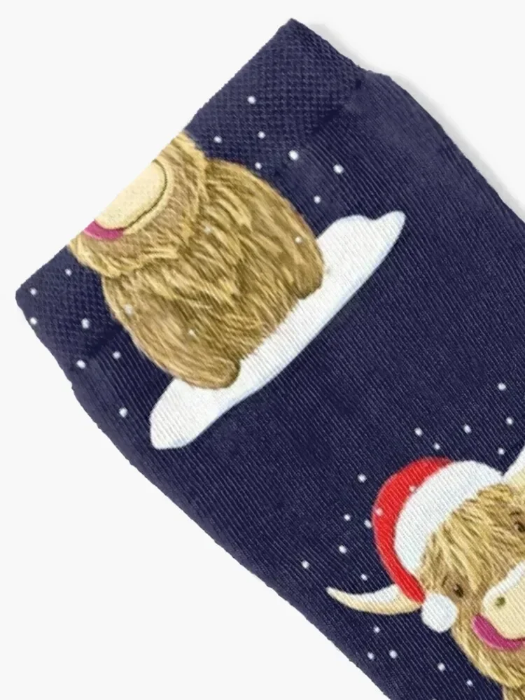 Scottish Highland Cow In The Christmas Snow Socks designer brand soccer anti-slip Christmas Socks For Girls Men's