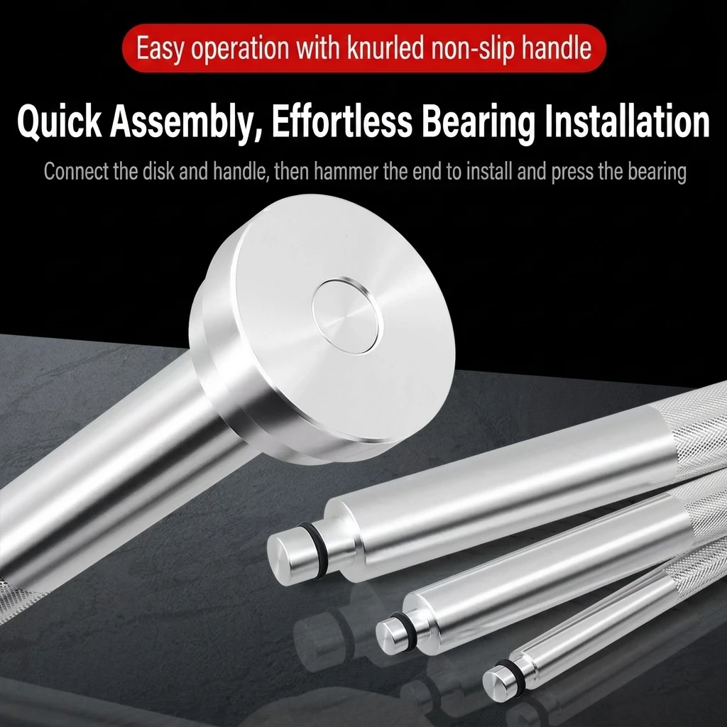 Quick Assembly Bearing Driver Set, Anti-Slip Knurled Handle Bearing Mount Press Tool for Auto Mechanical Repair