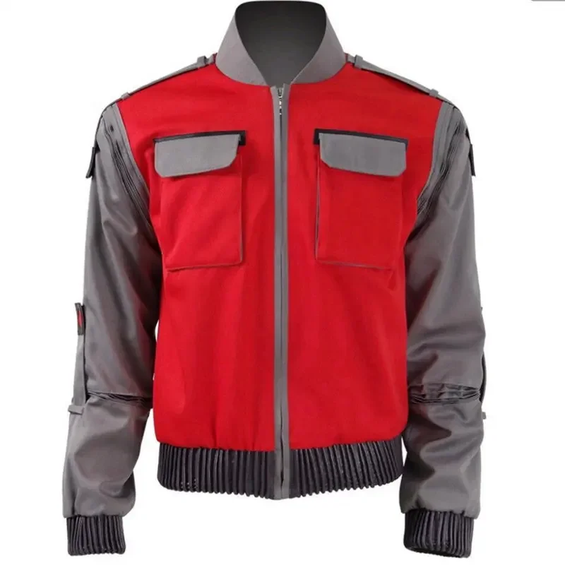 CosDaddy Movie Back To Future Cosplay Marty McFly Orange Red Jacket Adult Men Halloween Carnival Costume