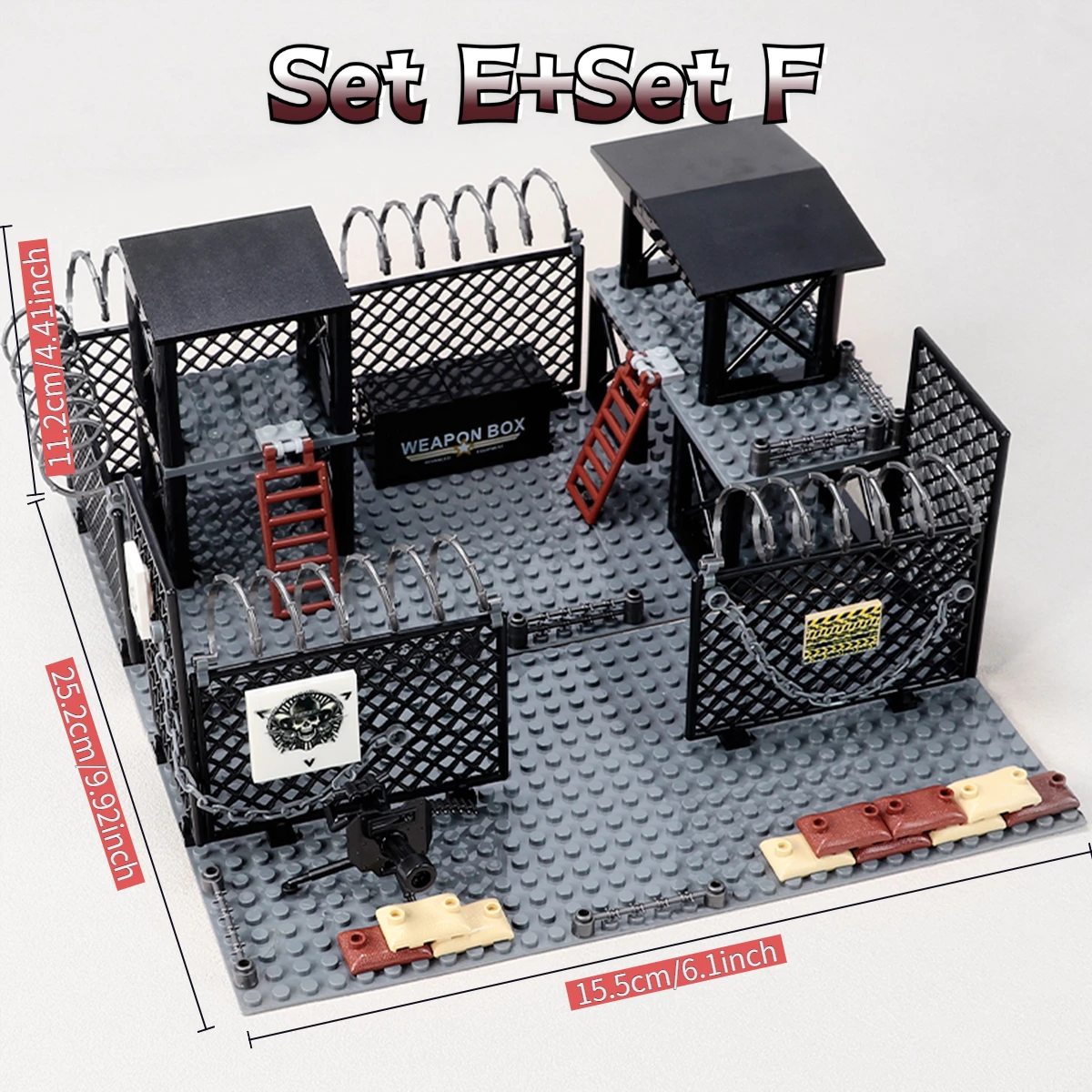 Military World War Ii Moc Sentry Post Post-War Scene Building Block Toys Sentry Station Sentry Tower Defense Machine Gun Position Sandbags