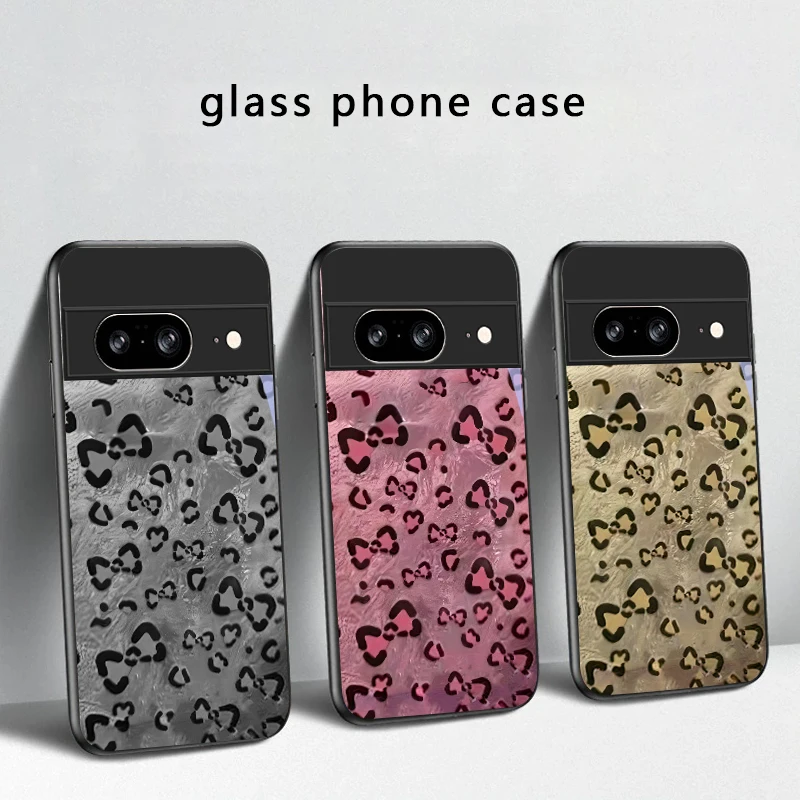 Abstract leopard print For Google Pixel 8 7 9 10 Pixel 10 Pro XL Pixel 9 Pro XL Pixel 8a 7a Pixel 7 Pro Black Glass Phone Case view 3