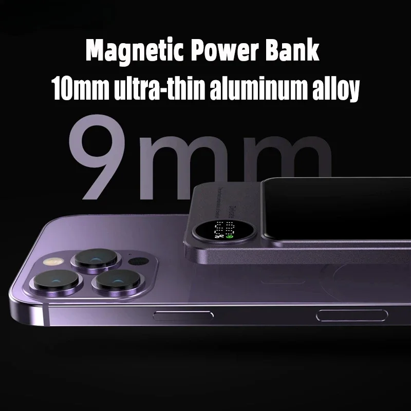 Banque d'alimentation magnétique mince, 10000mAh, 15W, chargeur rapide sans fil, 5000mAh, PD20W, batterie de rechange externe pour iPhone 15, 14, Samsung, Xiaomi