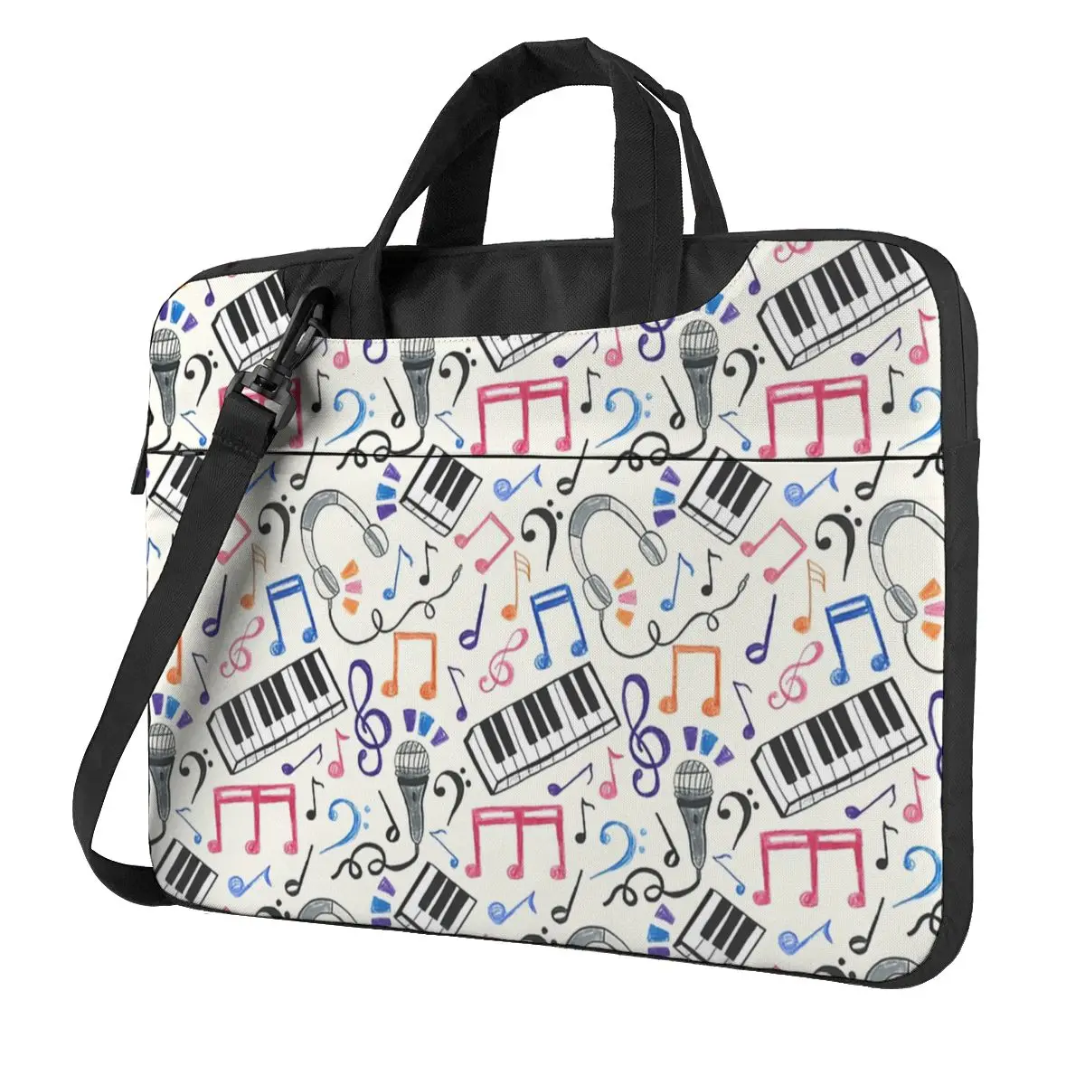 Good Beats - Music Notes & Symbols Laptop Bag Case Protective Vintage Computer Bag Bicycle Crossbody Laptop Pouch