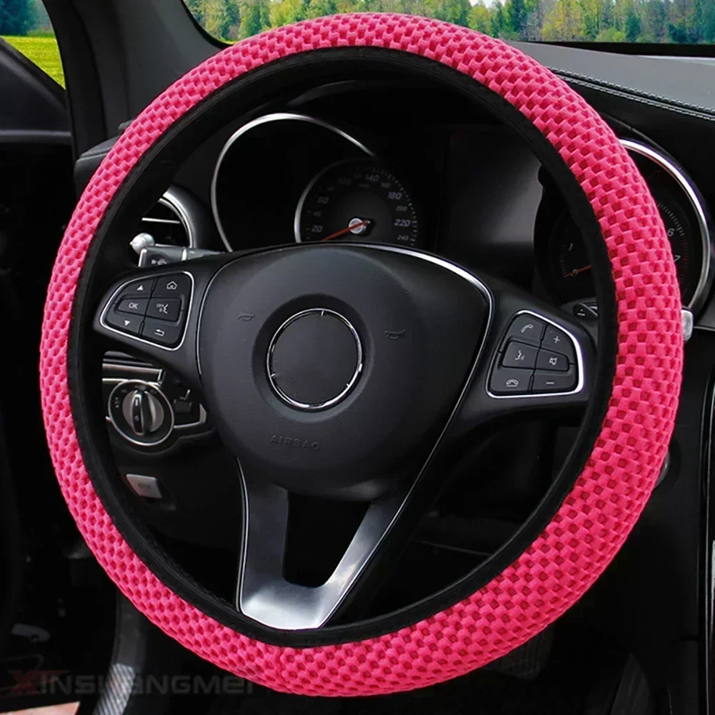 Car Steering Wheel Cover Skidproof Durable Fabric Soft Steering Universal Wheel Sleeve Covers Auto Interior Car Accessories