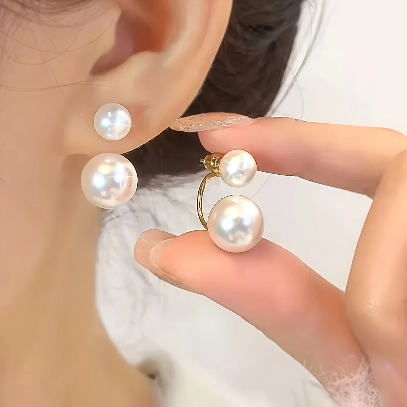

[Elegant Earrings] Elegant white beaded earrings, a pair | Perfect for wedding seasons and various occasions, anniversaries, birthdays, Christmas gifts, wearable 365 days
