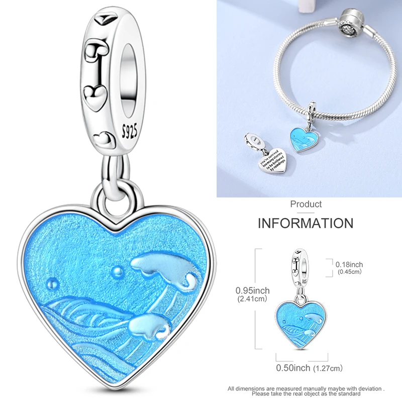 NEU 2026 925 Sterling Silber Anhänger Ozean Schildkröte Strand Frucht Muschel Blau Passend für Original Armreif Armband Halskette DIY Schmuck Geschenk – Detail 38