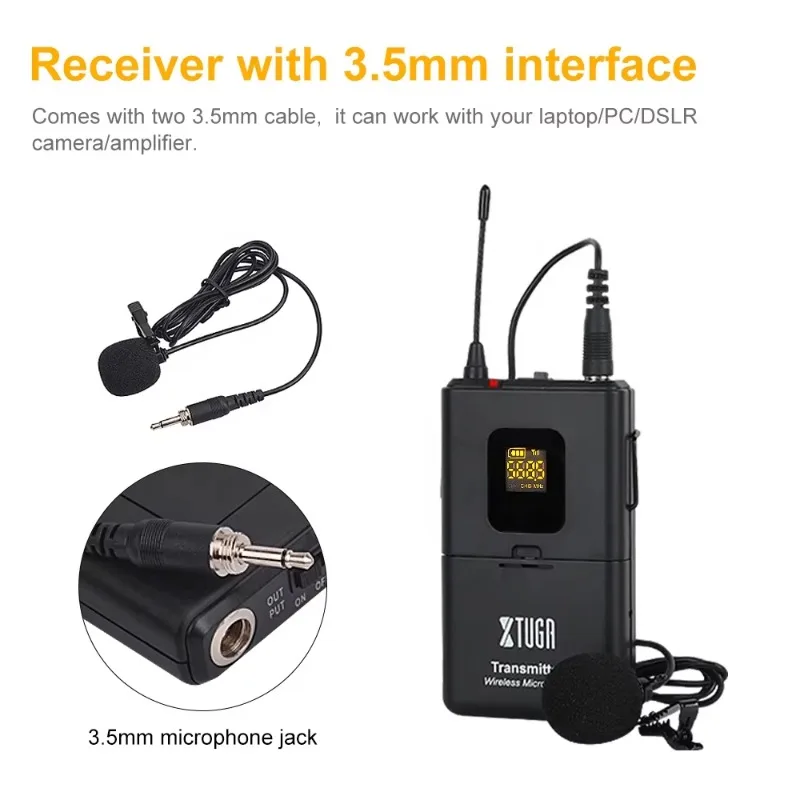 XTUGA CM4 Cheap Price Wireless Microphone Outdoor Camera Microphone for Lavaier Mic Dslr Interview Mic