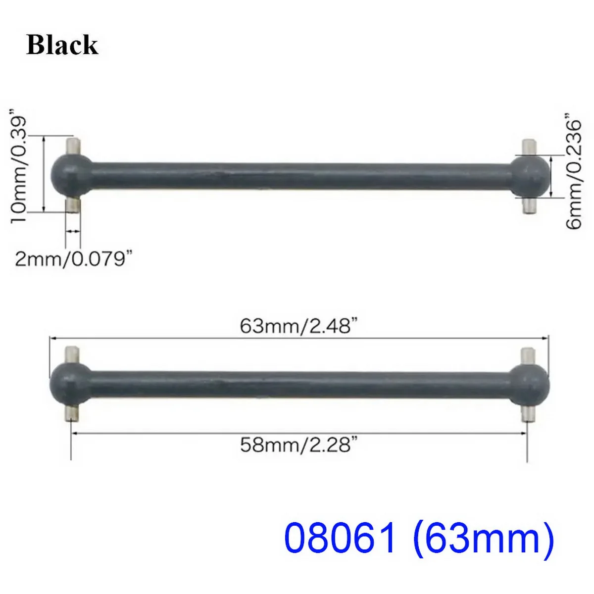 HSP Unlimited 2 Stück RC Auto Stahl Metall Antriebswelle Dogbone Länge 61 mm 63 mm 70 mm 77 mm 84 mm 87 mm 89,5 mm 100 mm