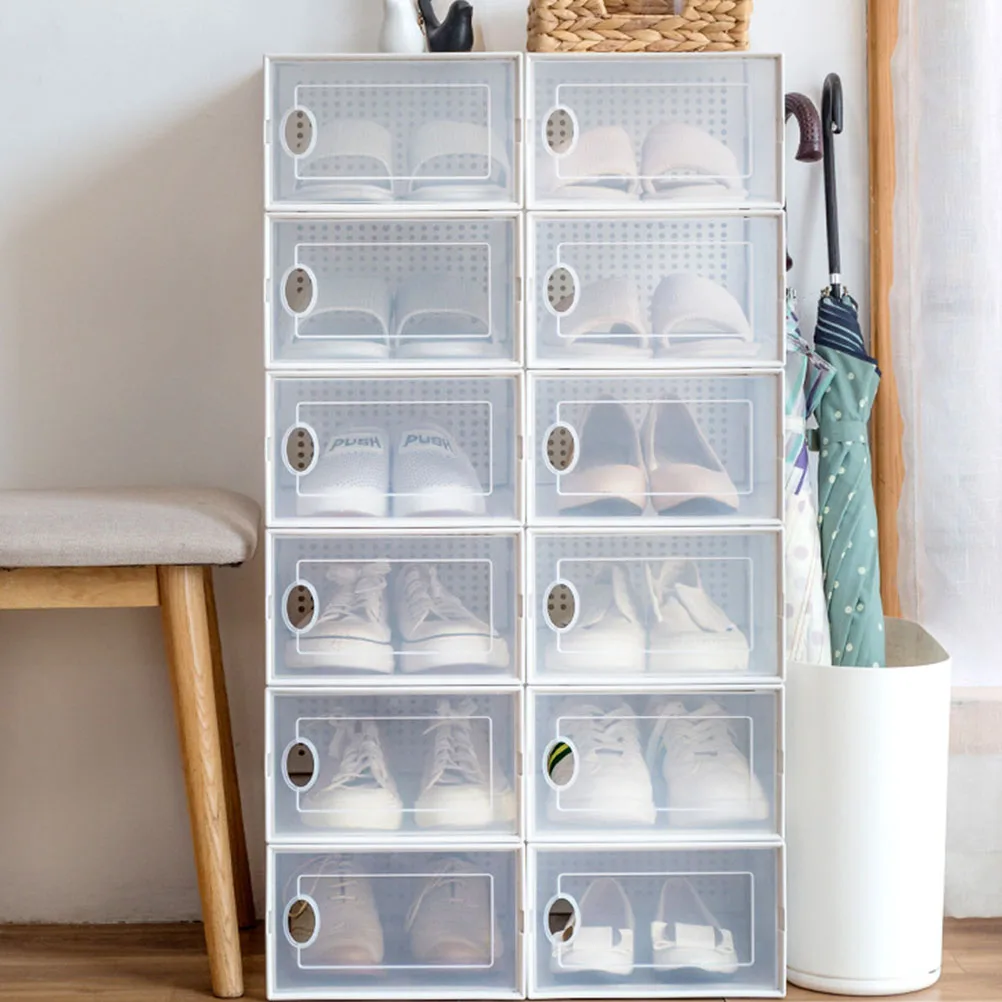 

1pcs Clamshell Shoes Box Stackable Pp Abs Material Shoe Storage Organizer For Home Office Sneakers Sandals Slippers