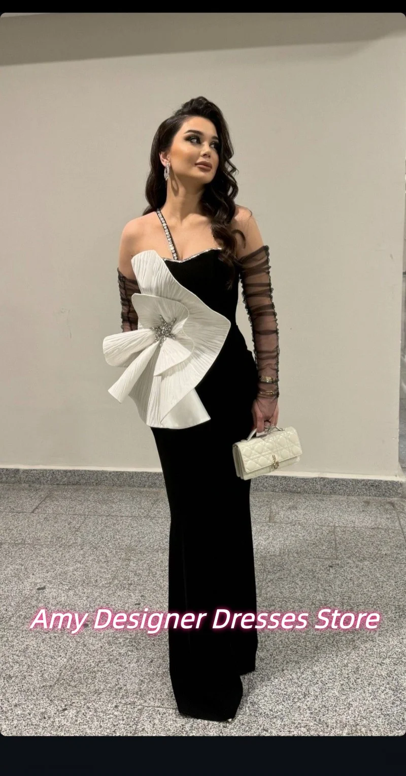 فستان سهرة أفريقي فاخر أسود مخملي مخصص للنساء رقيق مطرز الكشكشة حورية البحر فساتين حفلات 2025 Vestido De Festa