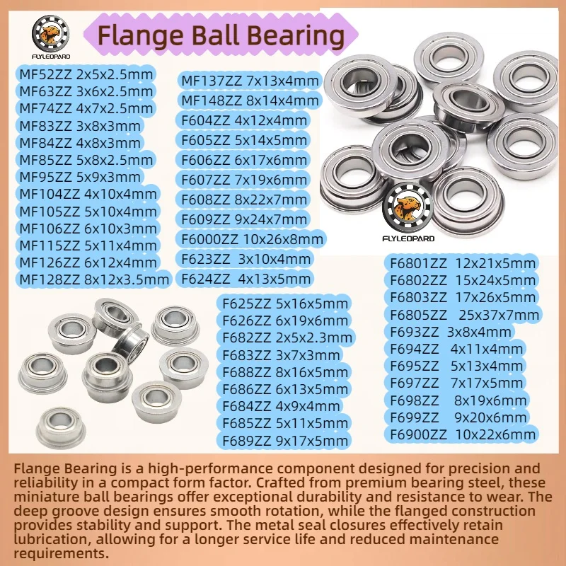 

Flange Bearing 10Pcs F6802ZZ 15x24x5 mm ABEC-7 Double Shielded F682 F683 F684 F685 F686 F687 F688 F689 F6801 F6803 Z ZZ Bearings
