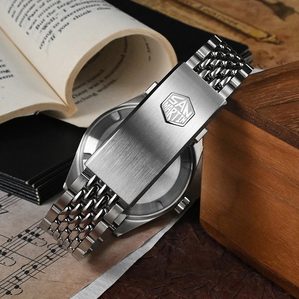 San Martin Watch Distressed Design 39.5mm Vintage Men GMT NH34 Automatic Movement with Steel Rice Bracelet reloj hombre SN0116