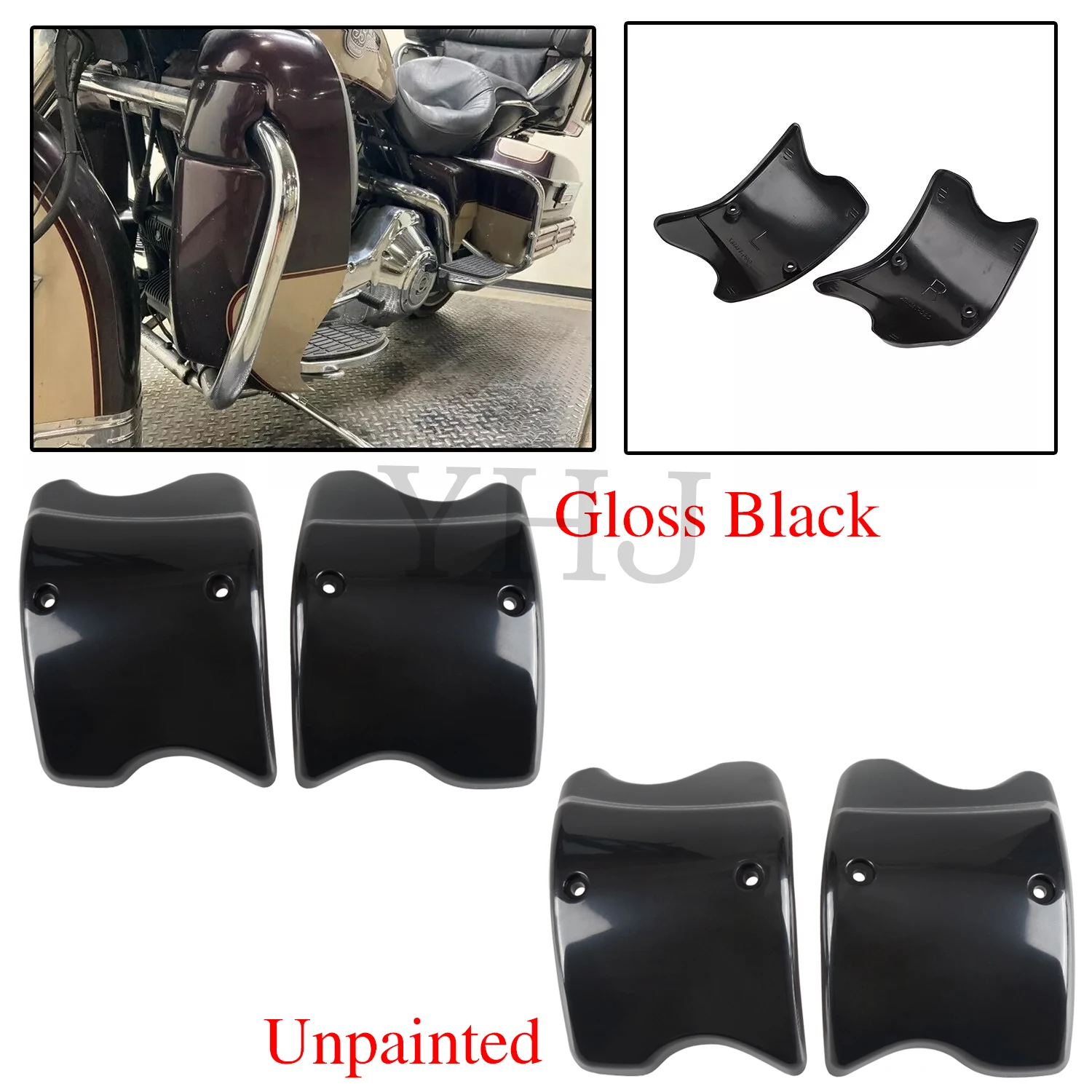 

Motorcycle Lower Non Vented Leg Fairing Caps For Harley Electra Glide Ultra Classic FLH FLHTCU 1993-2008 ABS Plastic Black