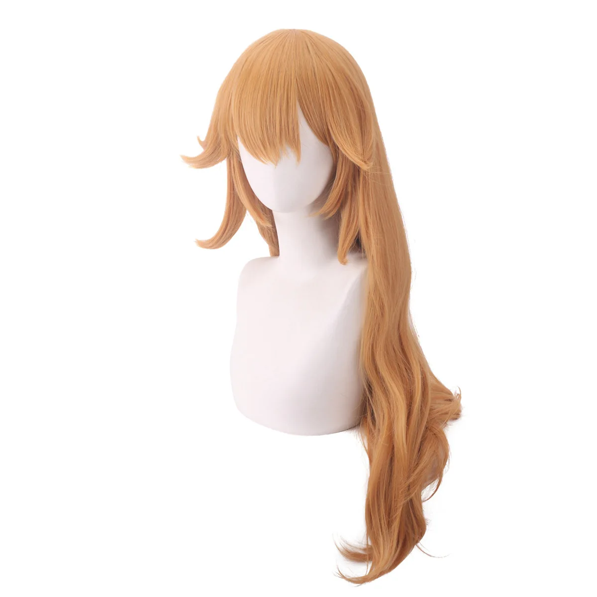 Wig Cosplay Pirang Bergelombang Panjang Sintetis untuk Wanita Pesta Kostum Putri Rambut Serat Tahan Panas Permainan Peran Anime Halloween