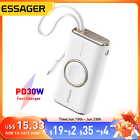 Essager Portable Power Bank 30W 10000mAh With Cable for iPhone 16 15 Xiaomi Wireless Magnetic Charger for Apple Watch Series 9 8