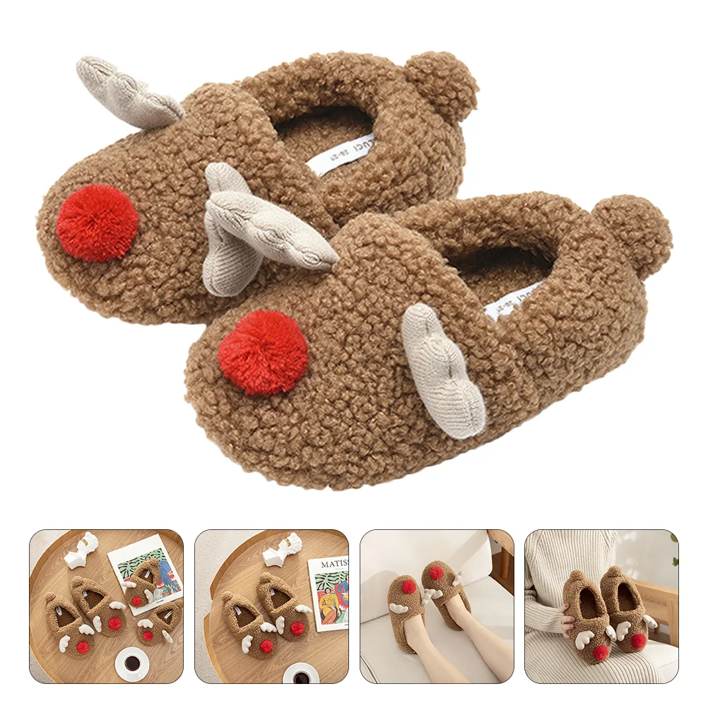 Elk Cotton Slippers Supple Indoor Warm-keeping Christmas Women Non- Female Shoes