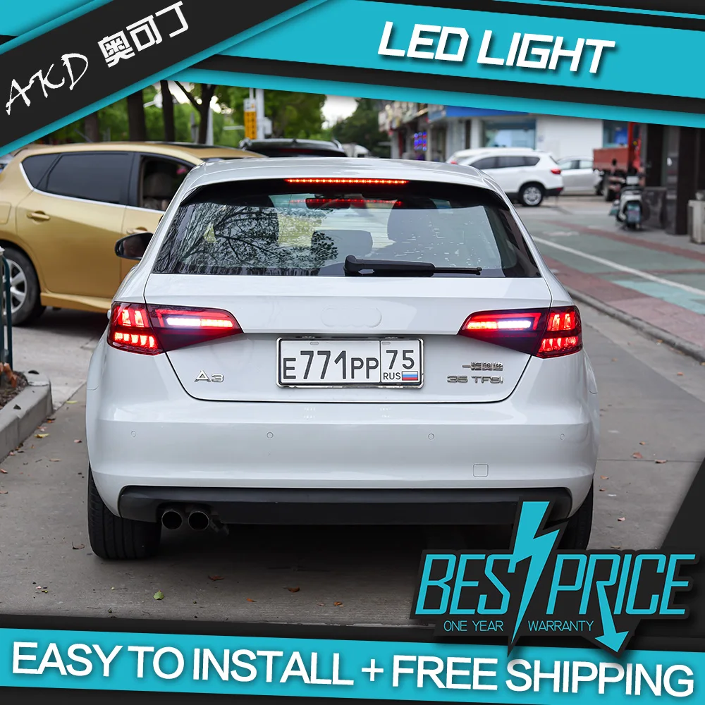 AKD Rear Lights for A3 Sportback  LED Tail Light 2013-2016 S3 Rear Lamp DRL Dynamic Signal Reverse Automotive Accessories