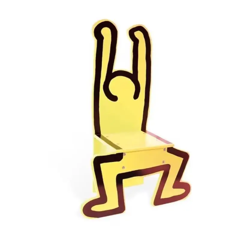 

French Case Haring humanoid chair, trendy ornament, shoe changing stool, small wooden chair