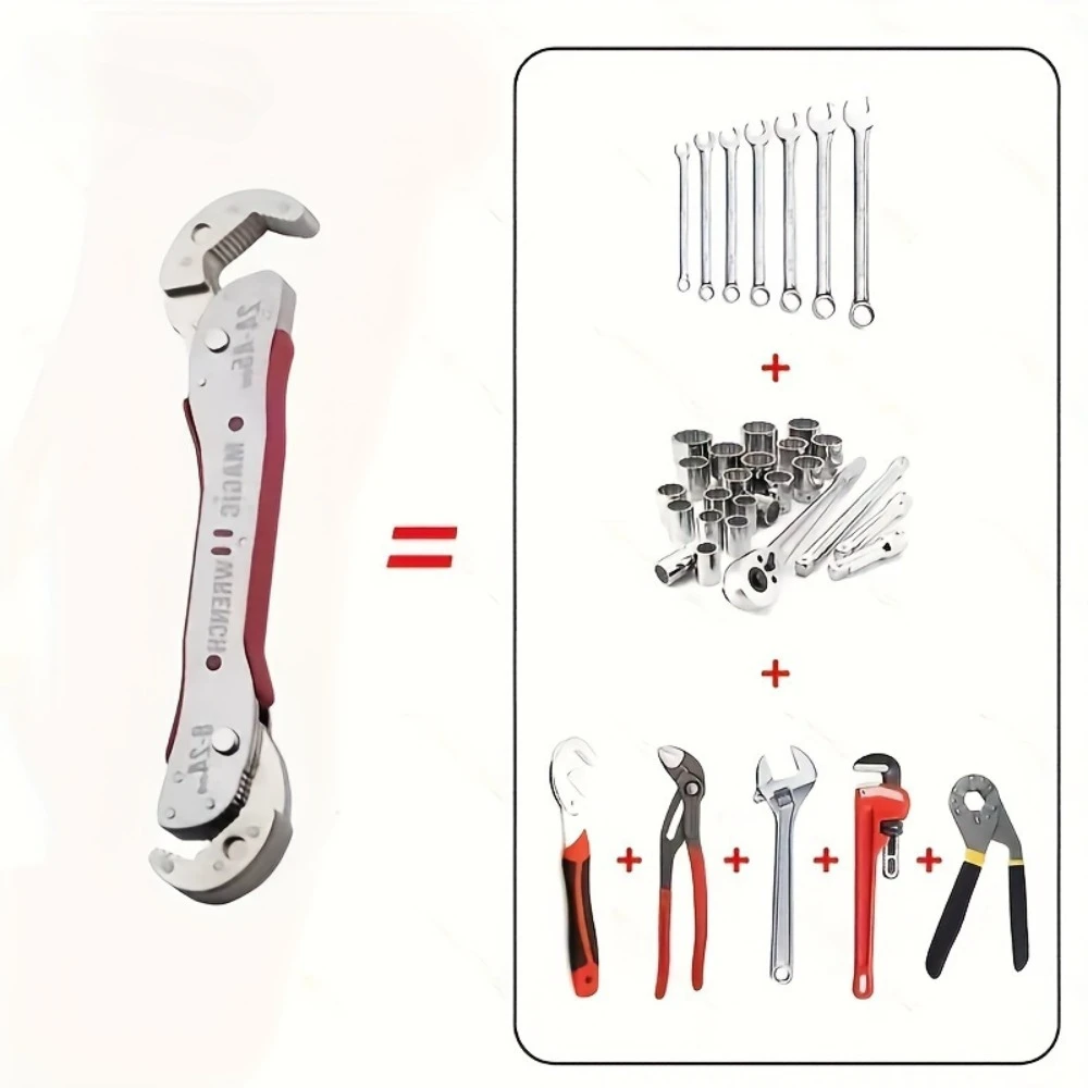 1pc universal wrench - adjustable double opening design, fast pipe clamp, durable steel structure, suitable for a variety