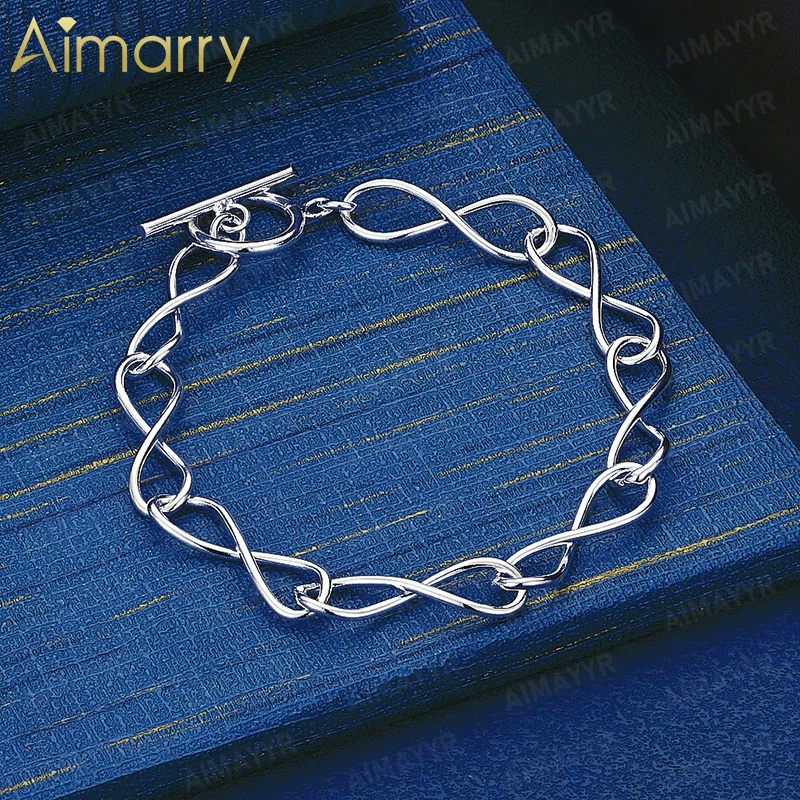 925 Sterling Silver Personalized Infinite Symbol Bracelet for Women's Parties Banquets Weddings High-quality Fashion Jewelry