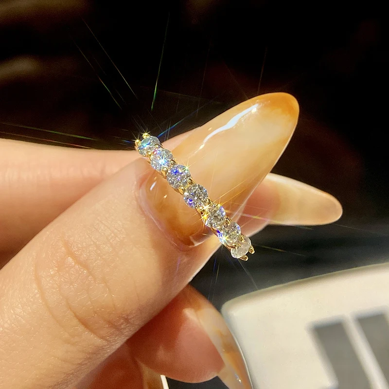 Gra echte Moissan ite Ring Sterling Silber Diamant Ewigkeit Band Verlobung Eheringe für Frauen Luxus Qualität Schmuck – Detail 8