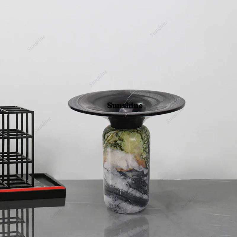 Natural marble vase novel creative home decoration plant pattern flower spring use | Thick Heavy Duty Holiday Decoration